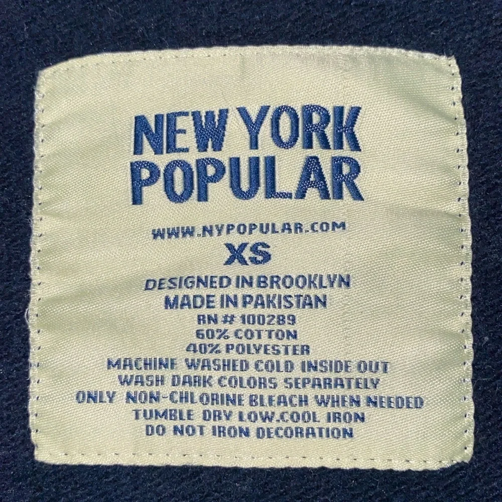 NEW YORK POPULAR Chicago jacket coat hood long sleeve navy white zip up size XS